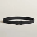 Hermès Ceinture Boucle H en Cuir de Veau Réversible Noir