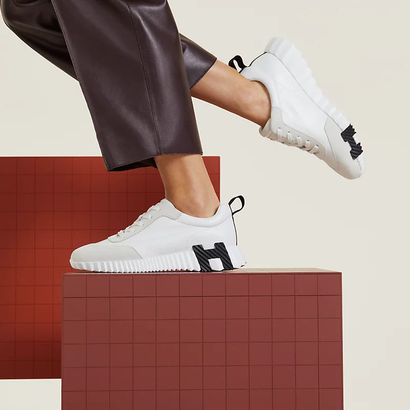 Hermes Bouncing Espadrilles en Cuir de Veau Blanc