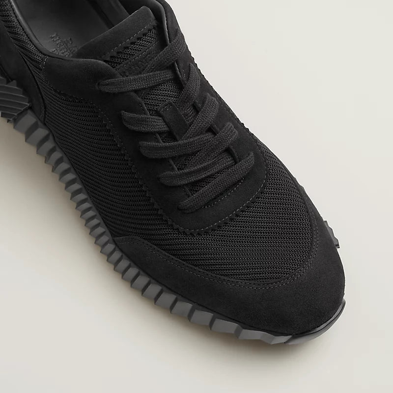 Hermes Bouncing Espadrilles en Mesh et Chèvre Velours Noir