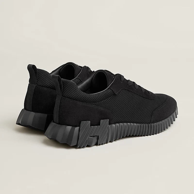 Hermes Bouncing Espadrilles en Mesh et Chèvre Velours Noir