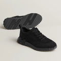 Hermes Bouncing Espadrilles en Mesh et Chèvre Velours Noir