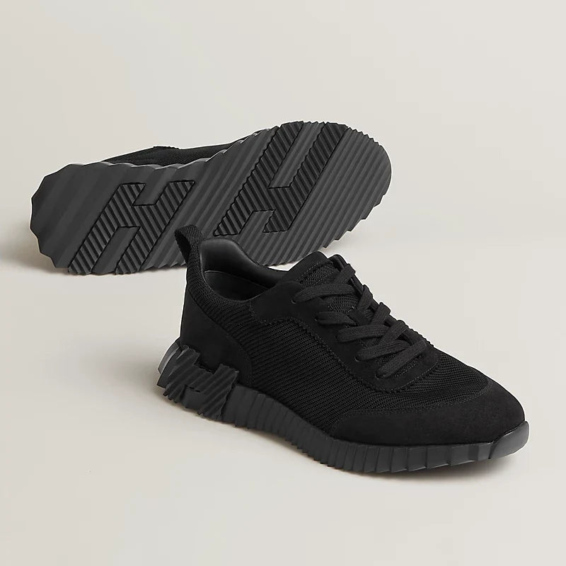 Hermes Bouncing Espadrilles en Mesh et Chèvre Velours Noir