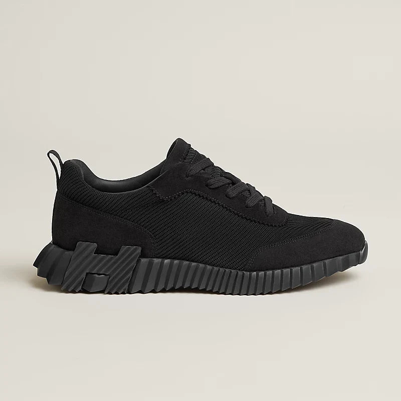 Hermes Bouncing Espadrilles en Mesh et Chèvre Velours Noir