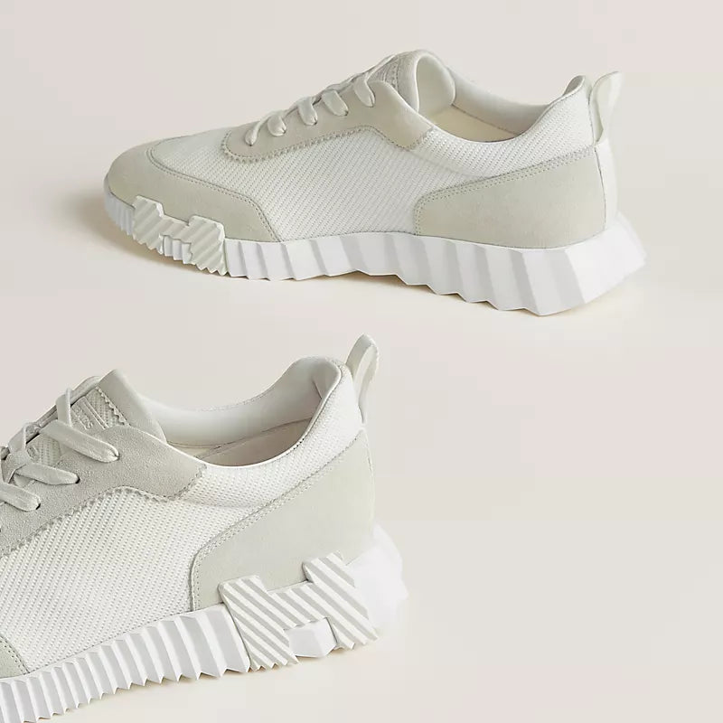 Hermès Bouncing Sneakers en Mesh et Daim Blanc
