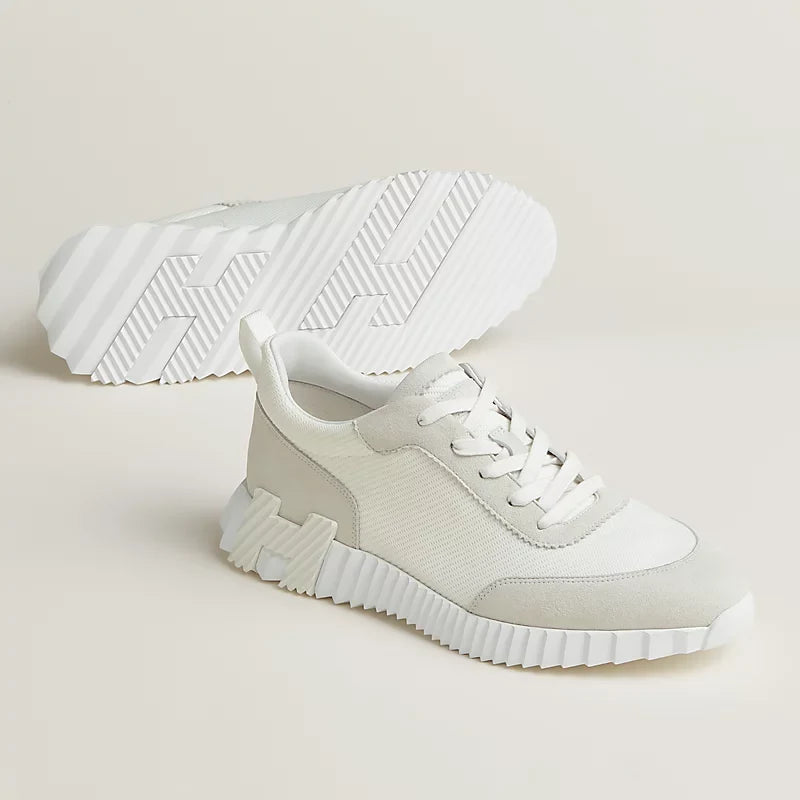Hermès Bouncing Sneakers en Mesh et Daim Blanc