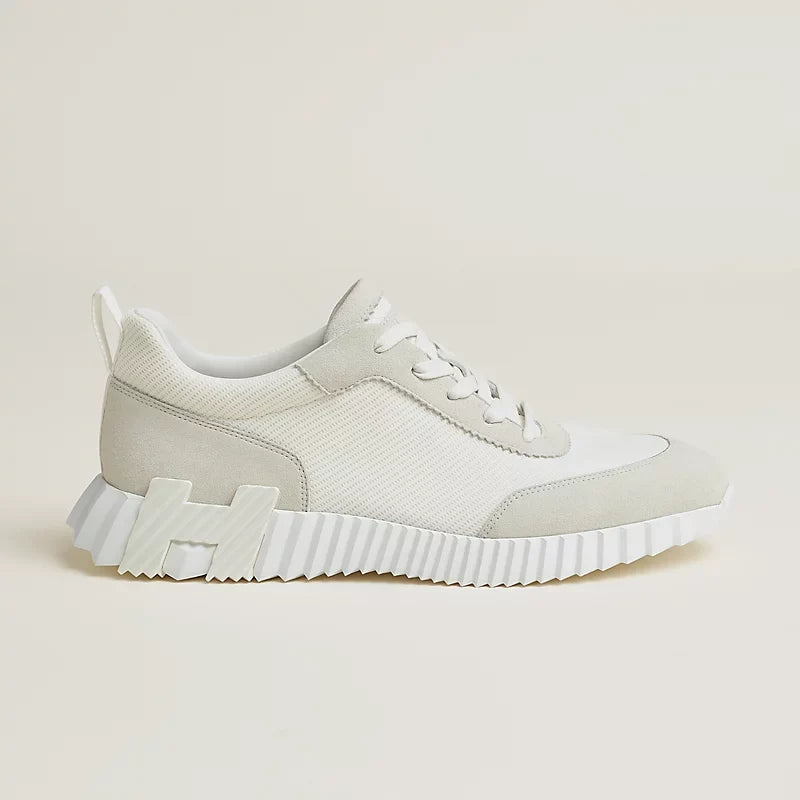 Hermès Bouncing Sneakers en Mesh et Daim Blanc