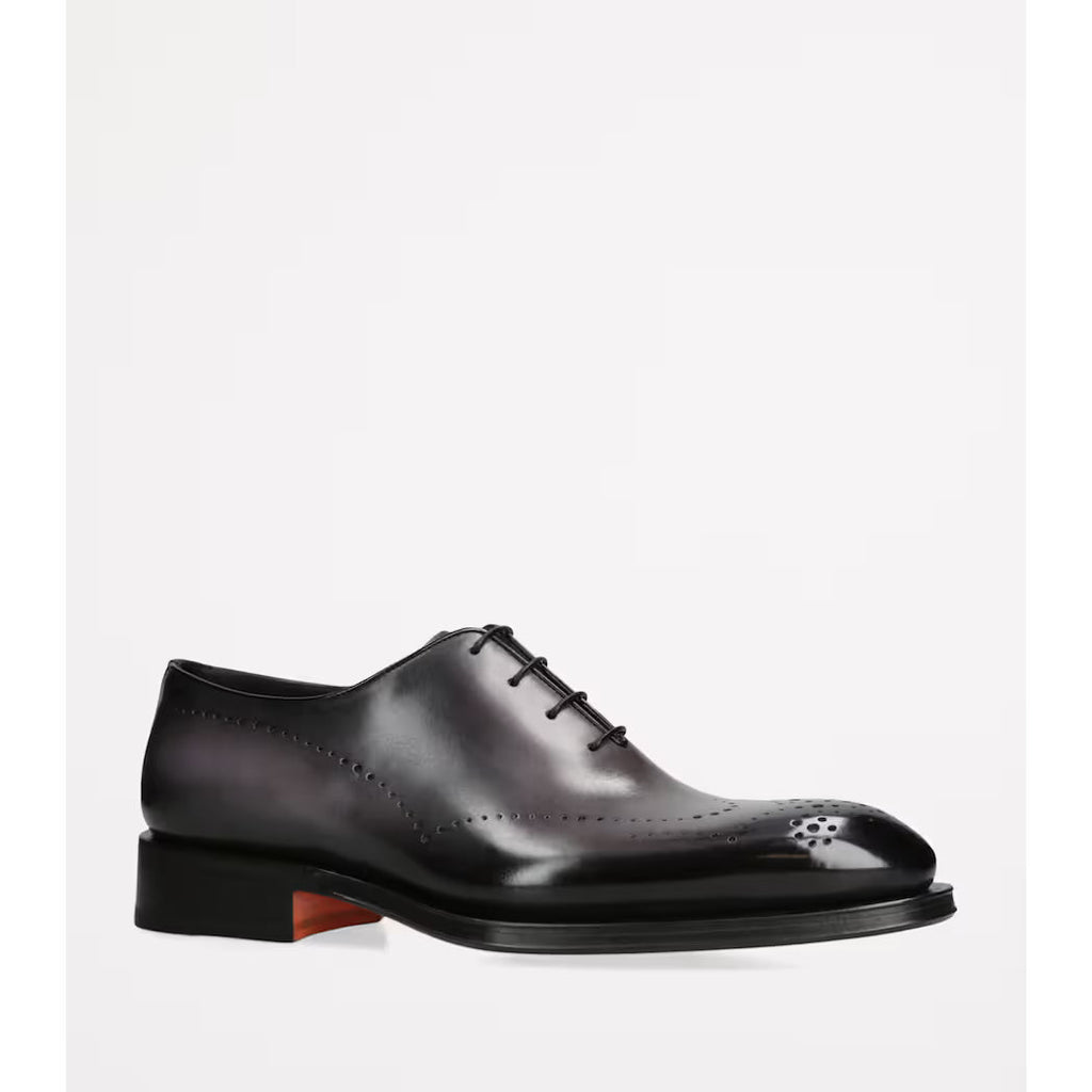 Santoni Wholecut Carter Richelieus en Cuir Lisse Noir