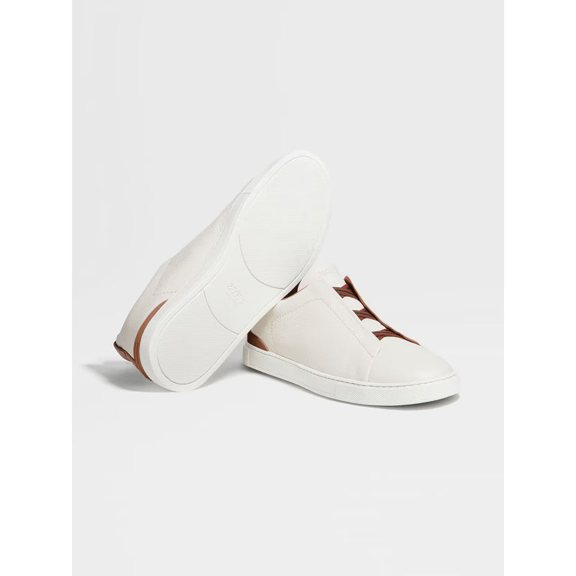 Espadrilles Triple Stitch blanc camel — Vue de profil