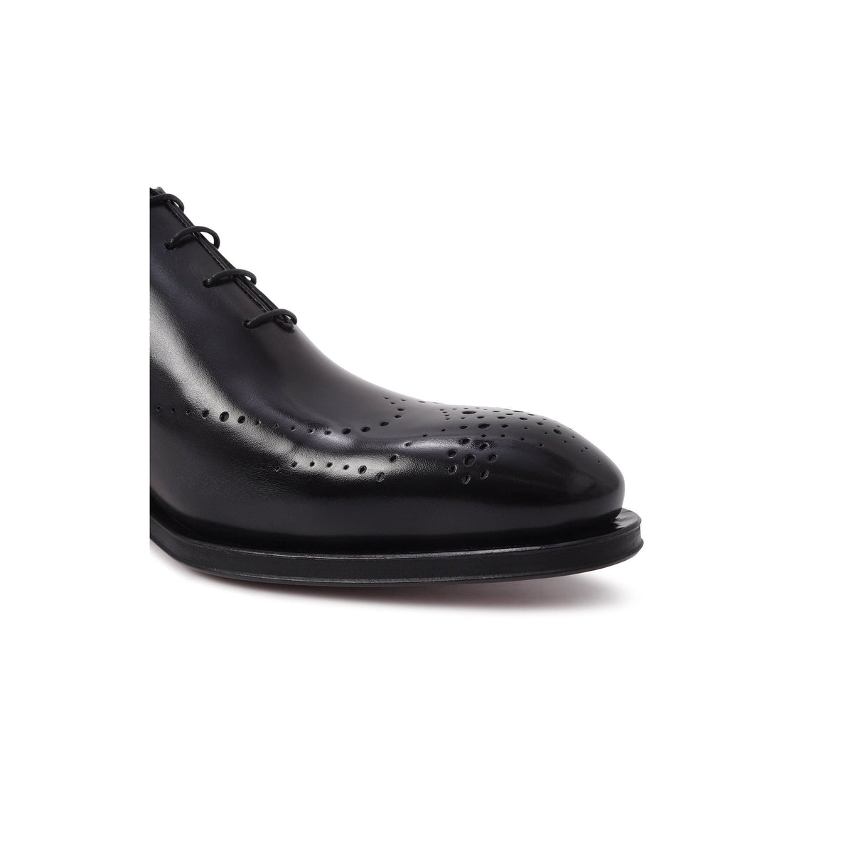 Santoni Wholecut Carter Richelieus en Cuir Lisse Noir