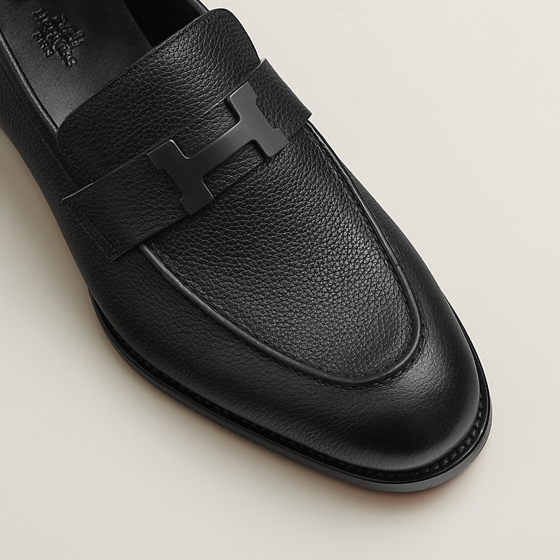 Hermès Honoré Mocassins pour Homme en Veau Grainé Noir