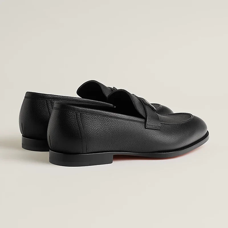 Hermès Honoré Mocassins pour Homme en Veau Grainé Noir