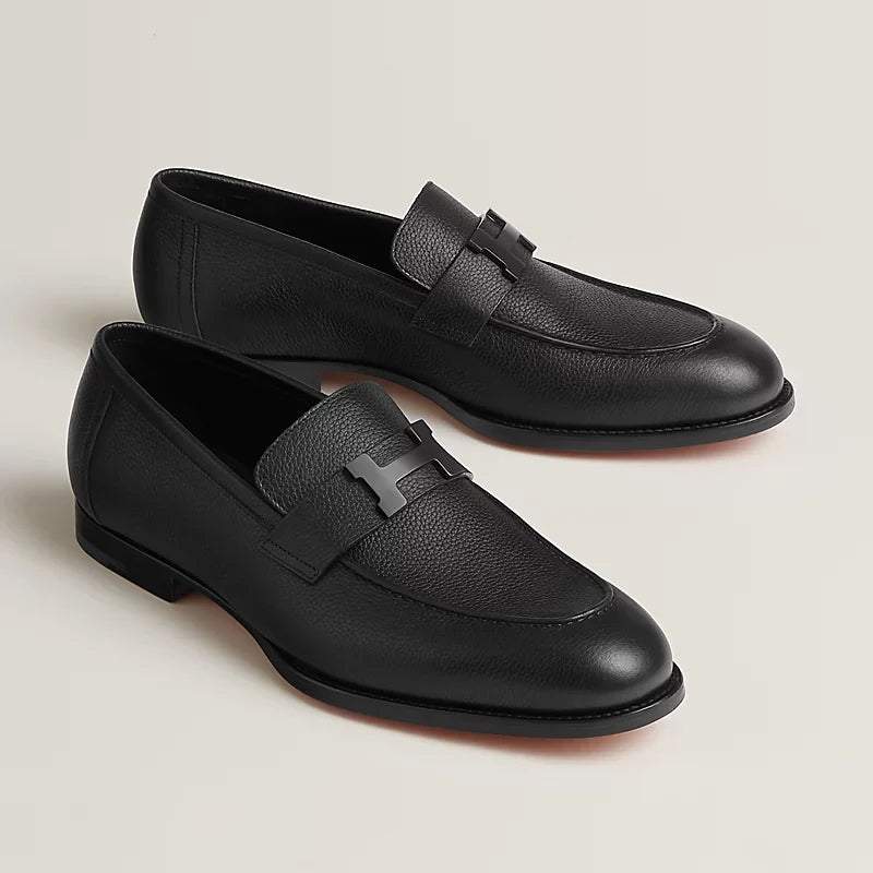 Hermès Honoré Mocassins pour Homme en Veau Grainé Noir