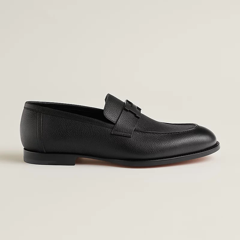 Hermès Honoré Mocassins pour Homme en Veau Grainé Noir