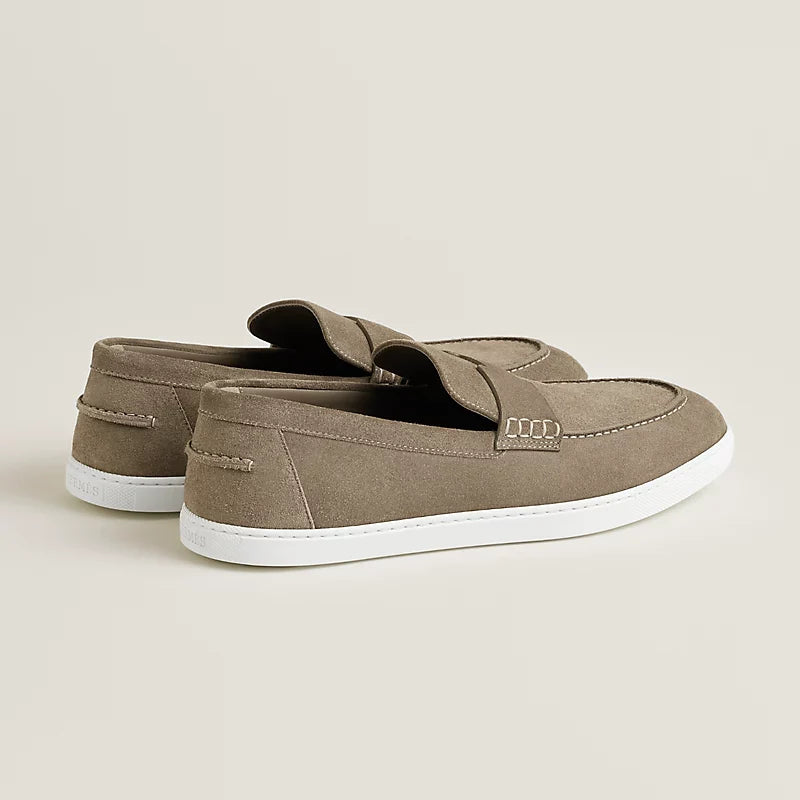 Hermès Job Mocassins en Veau Velours Étoupe