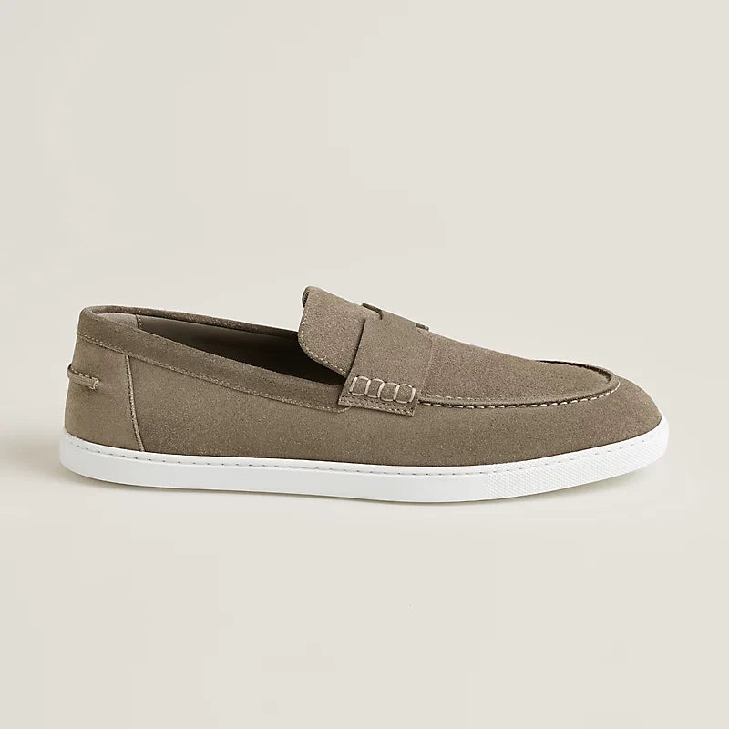 Hermès Job Mocassins en Veau Velours Étoupe