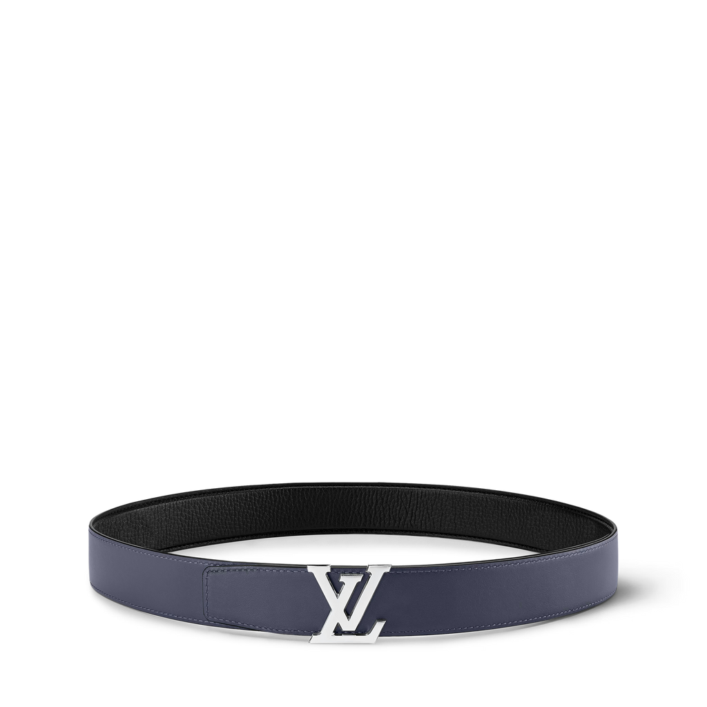 Louis Vuitton LV Initiales Ceinture en Cuir Taurillon Réversible Bleu Marine