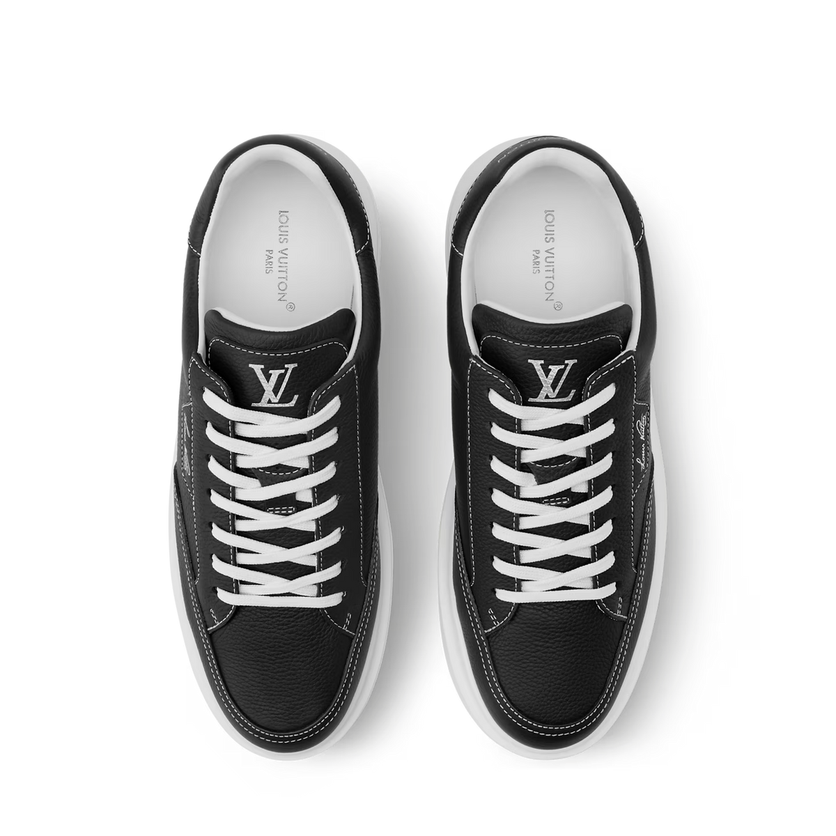 Louis Vuitton Beverly Hills Sneakers en Cuir de Veau Grainé Noir