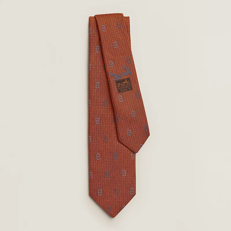 Hermès Cravate pour Homme H Scintillant Maillon d'Hiver Orange