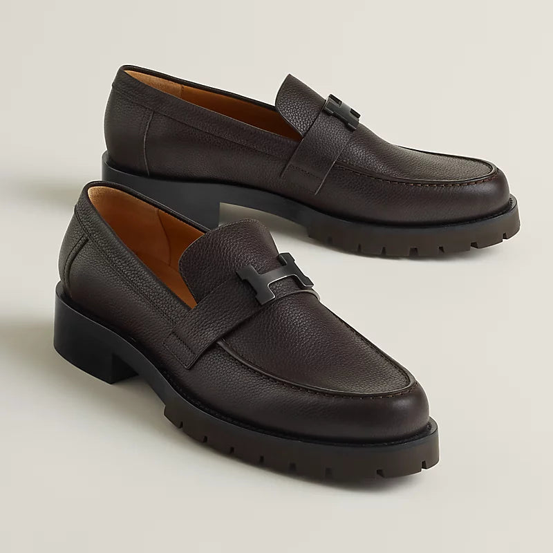 Hermès Grégoire Mocassins en Veau Foulonné Marron Ébène