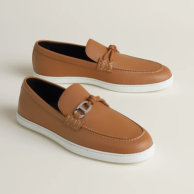 Hermes Ignacio Mocassins en Cuir de Veau Marron