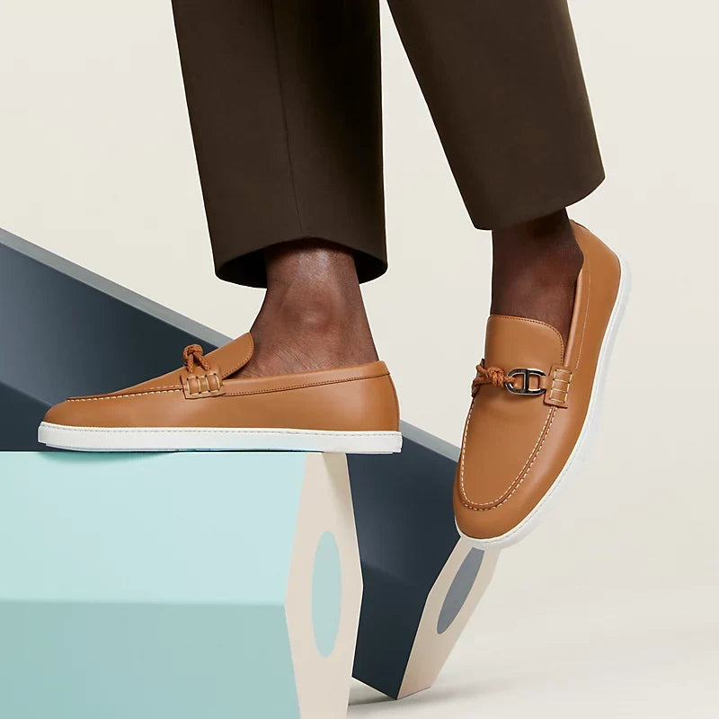 Hermes Ignacio Mocassins en Cuir de Veau Marron