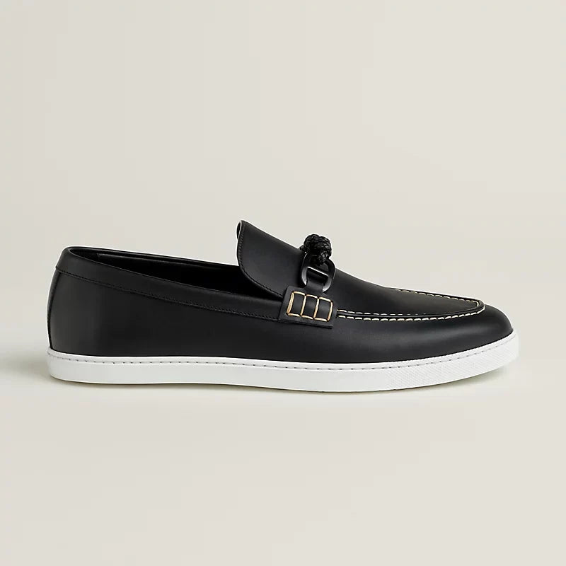 Hermes Ignacio Mocassins en Cuir de Veau Noir