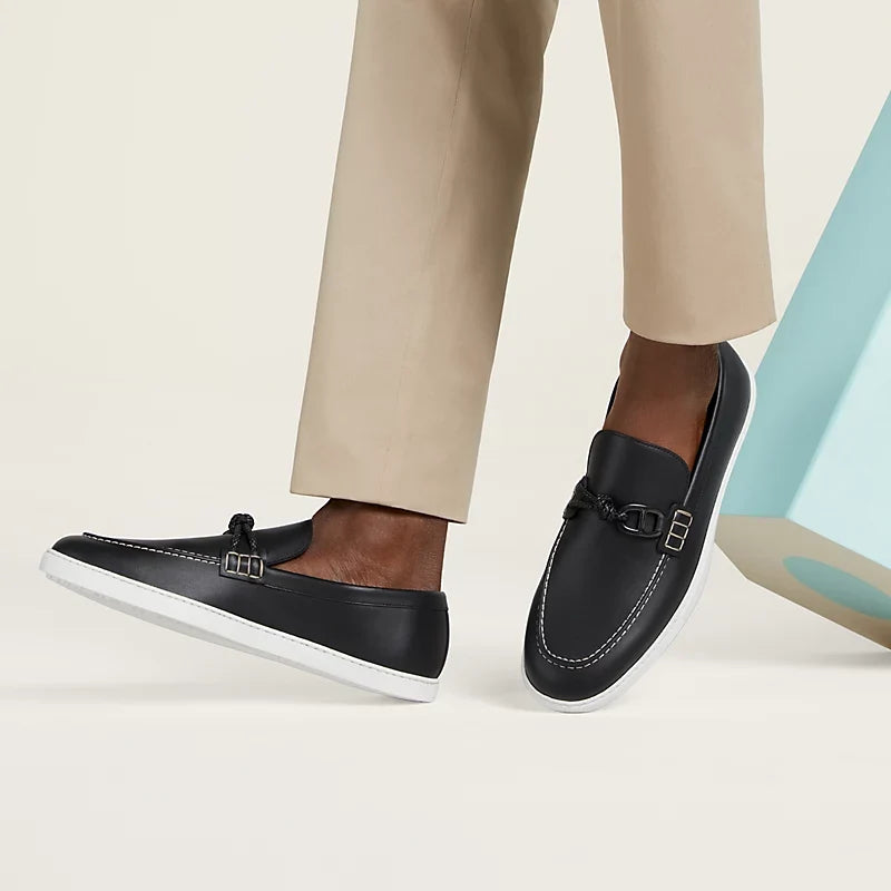Hermes Ignacio Mocassins en Cuir de Veau Noir