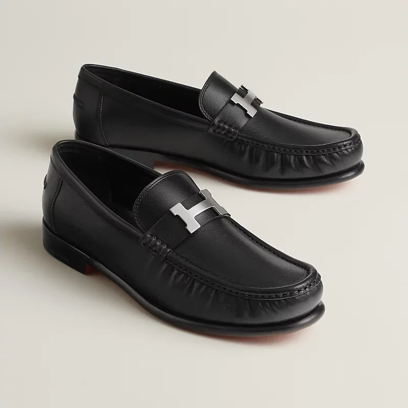 Hermès Karlo Mocassins en Cuir Noir