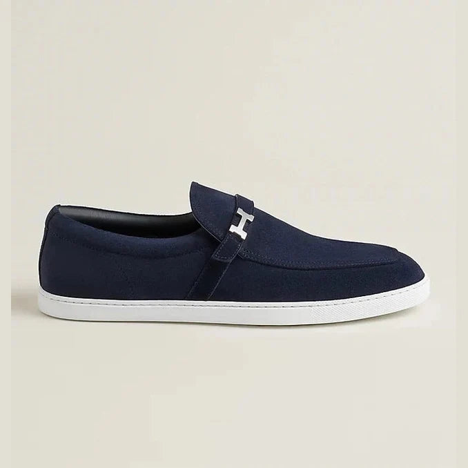 Hermès Paris Mocassins en Veau Velours Bleu Marine