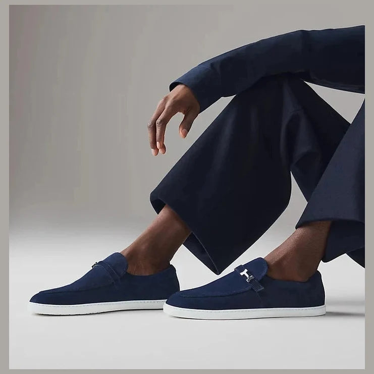 Hermès Paris Mocassins en Veau Velours Bleu Marine