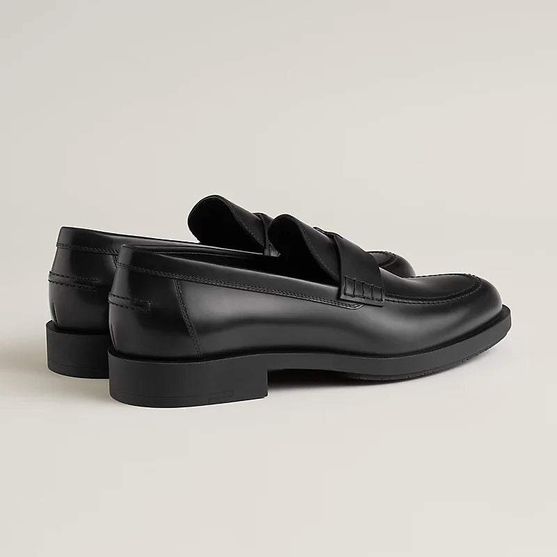 Hermès Lyde Mocassins en Veau Glacé Noir