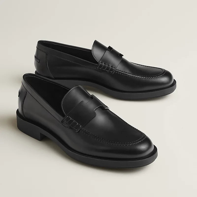 Hermès Lyde Mocassins en Veau Glacé Noir