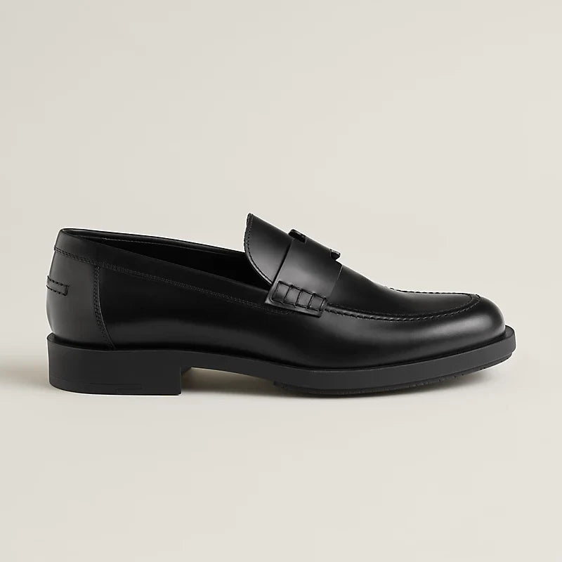 Hermès Lyde Mocassins en Veau Glacé Noir