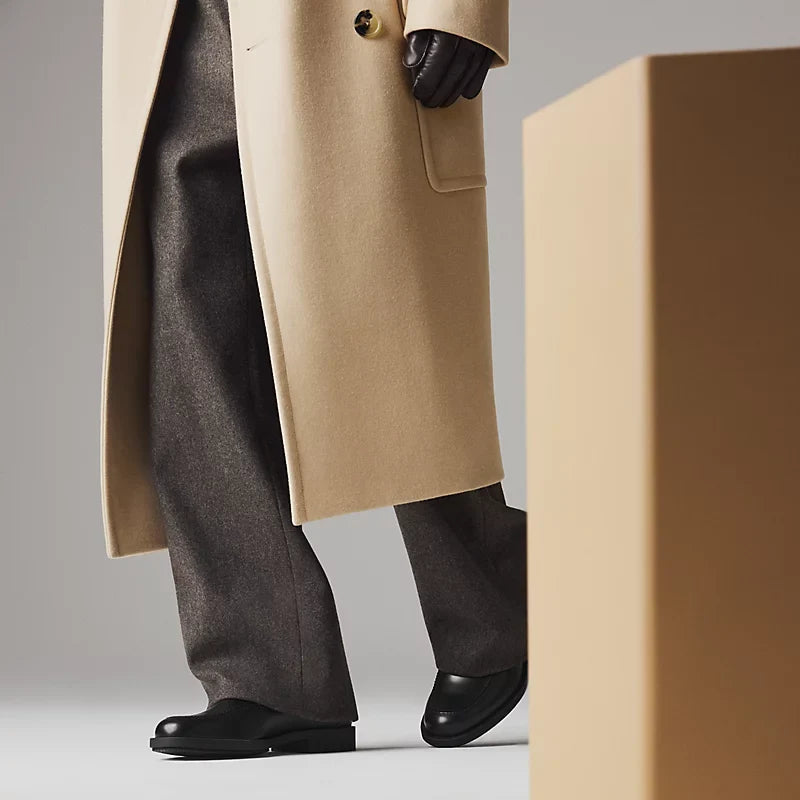 Hermès Lyde Mocassins en Veau Glacé Noir