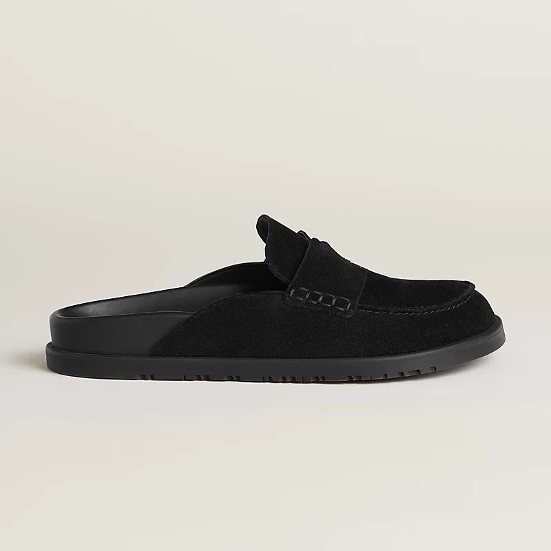 Hermes Go Mules en Veau Velours Noir