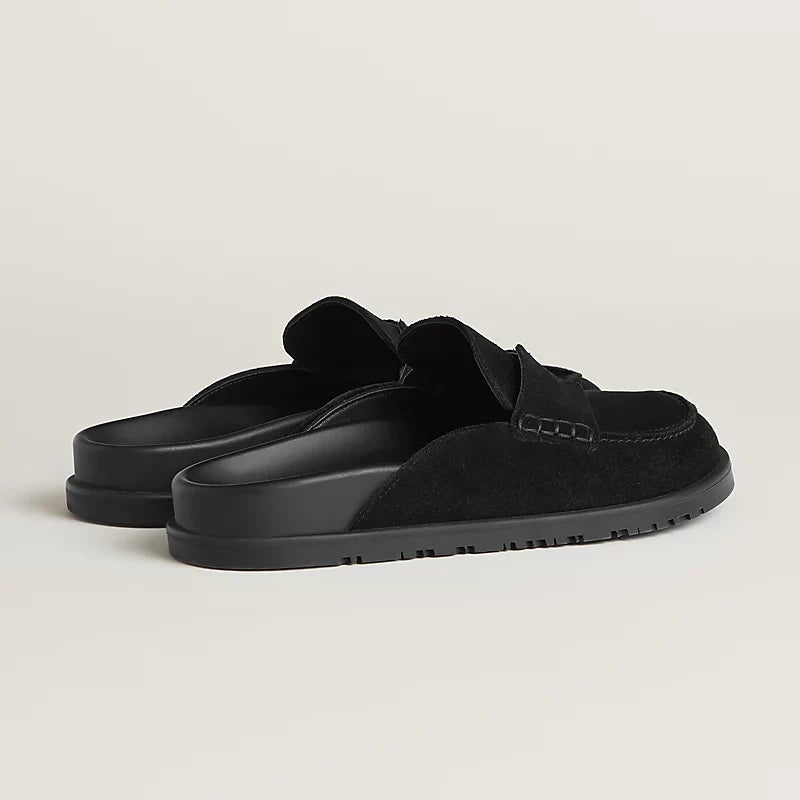 Hermes Go Mules en Veau Velours Noir