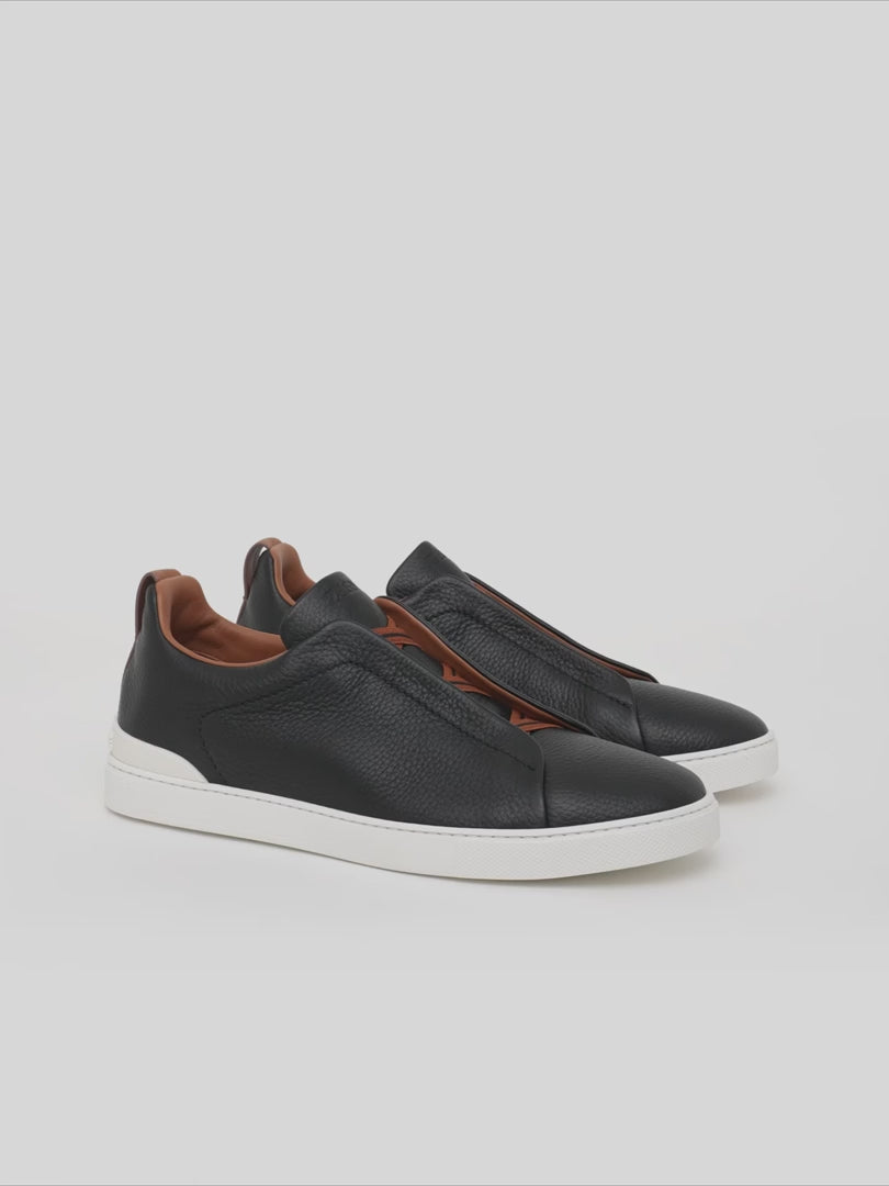 Zegna Triple Stitch™ Espadrilles pour Homme en Cuir Noir et Camel