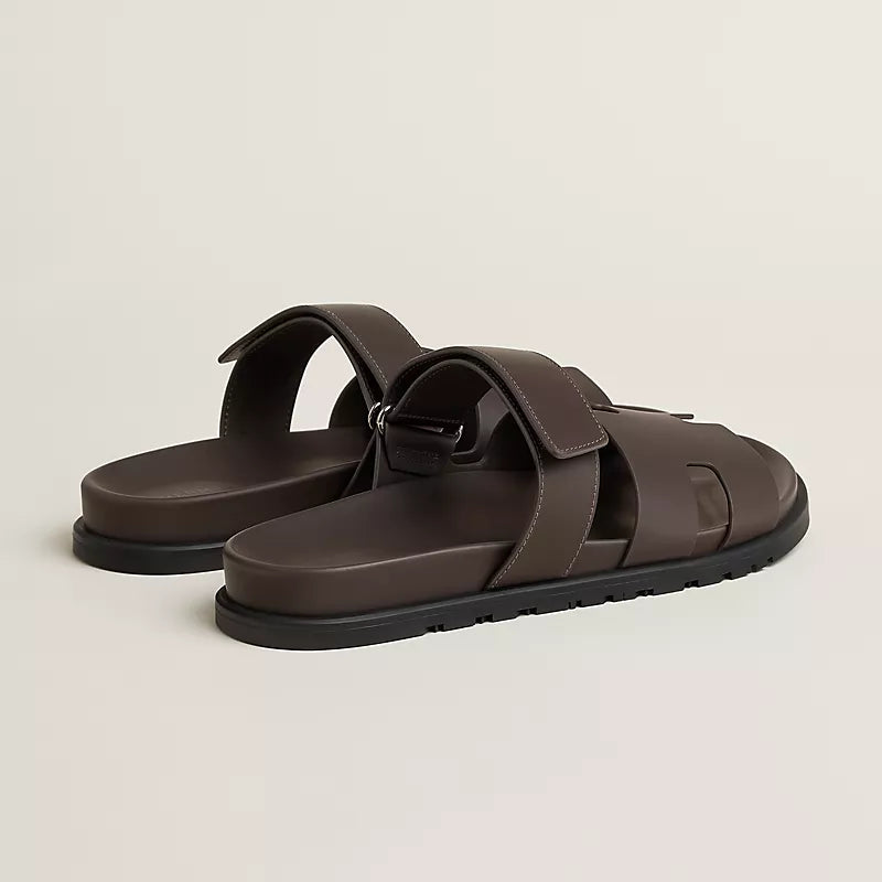 Hermès Chypre Sandales en Cuir de Veau Écorce