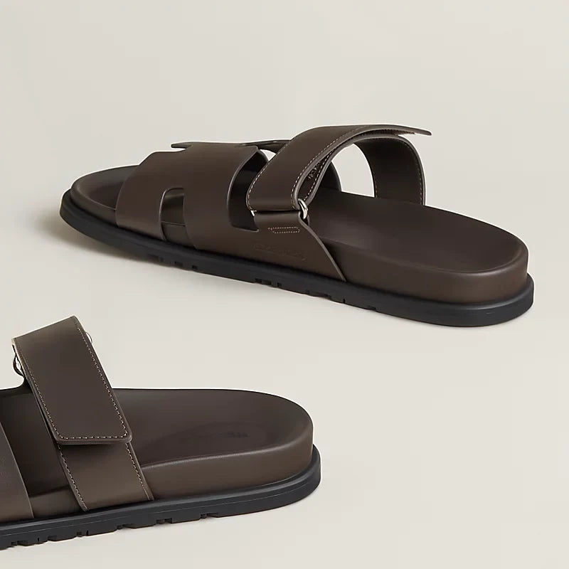 Hermès Chypre Sandales en Cuir de Veau Écorce