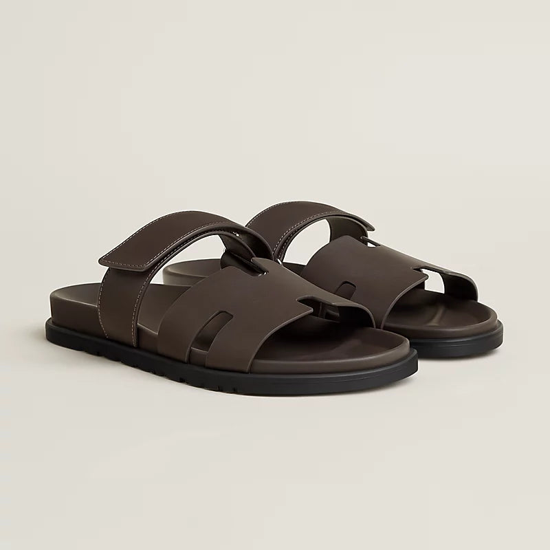Hermès Chypre Sandales en Cuir de Veau Écorce