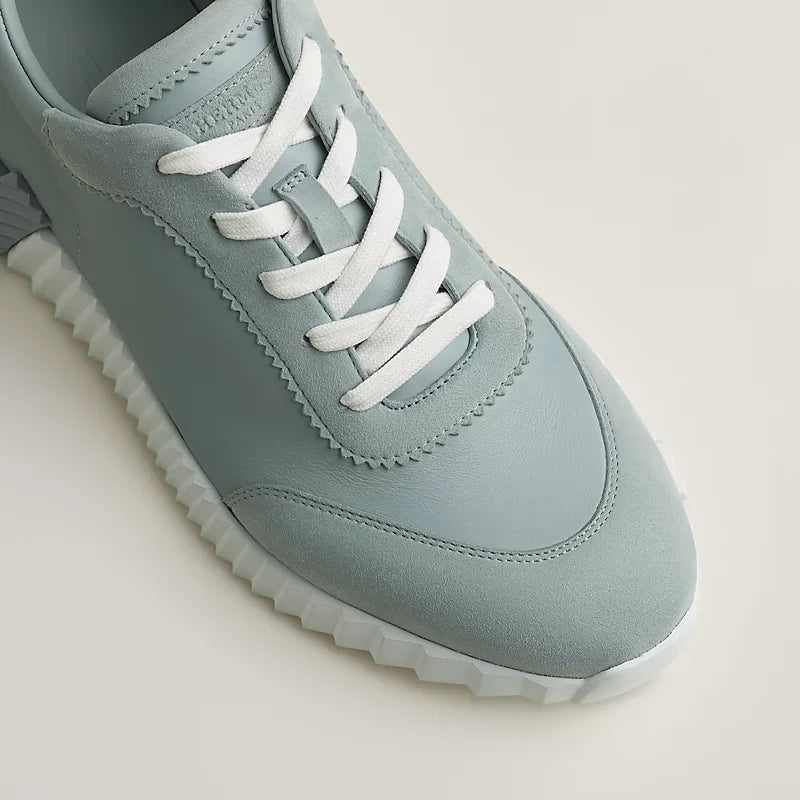 Hermes Bouncing Espadrilles en Mesh et Chèvre Suédé Gris Silex