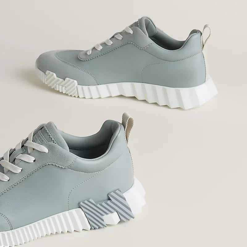 Hermes Bouncing Espadrilles en Mesh et Chèvre Suédé Gris Silex