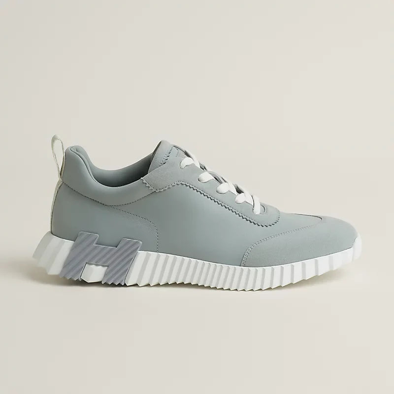 Hermes Bouncing Espadrilles en Mesh et Chèvre Suédé Gris Silex