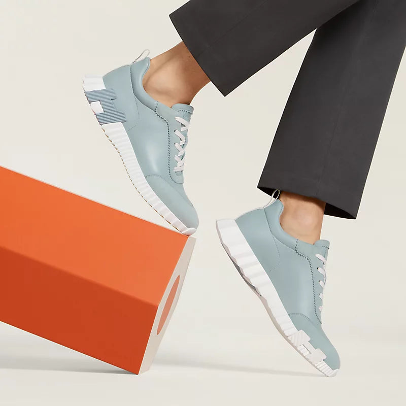 Hermes Bouncing Espadrilles en Mesh et Chèvre Suédé Gris Silex